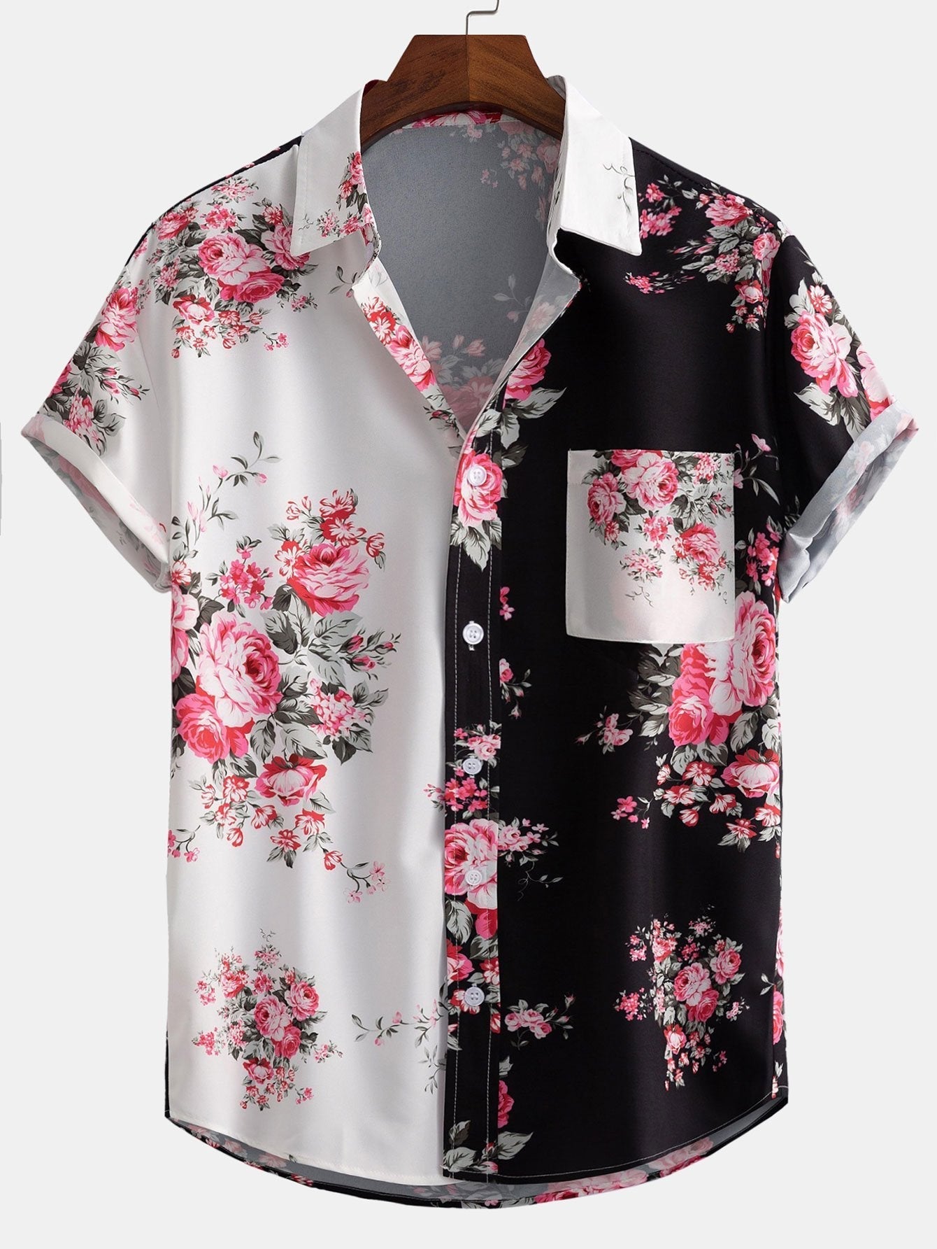 Too Tone Rose Print Button Up Shirt & Swim Shorts