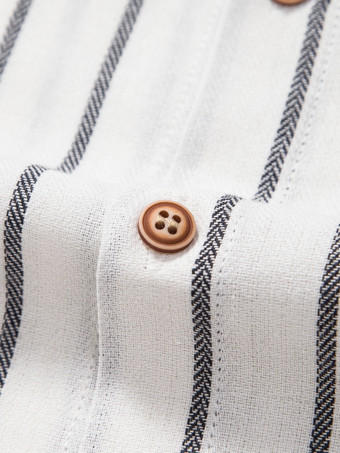 Cotton Blend Striped Button Up Shirt & Crinkle Textured Straight Leg Pants